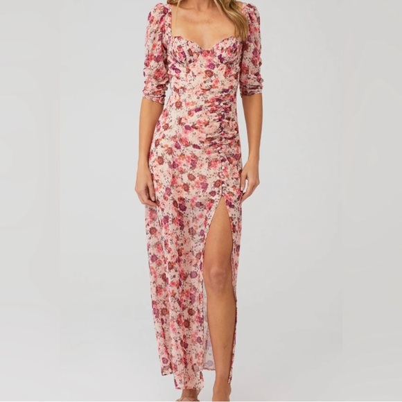 For Love and Lemons Revolve Evie Floral Pink‎ Maxi Dress Size XS - Picture 1 of 16